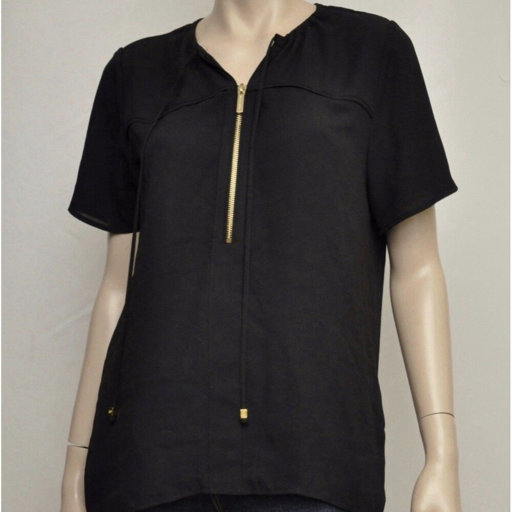 Michael Kors Womens Top Size 4 Sheer Zipper.  Black